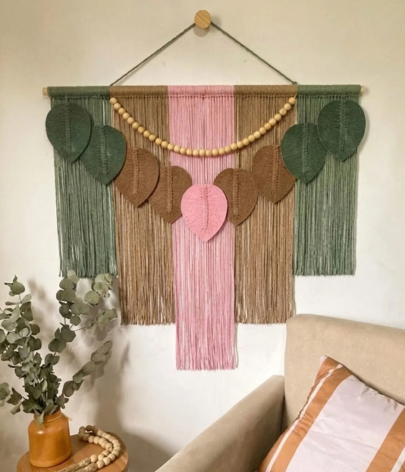 Painel em Macramê Folhas